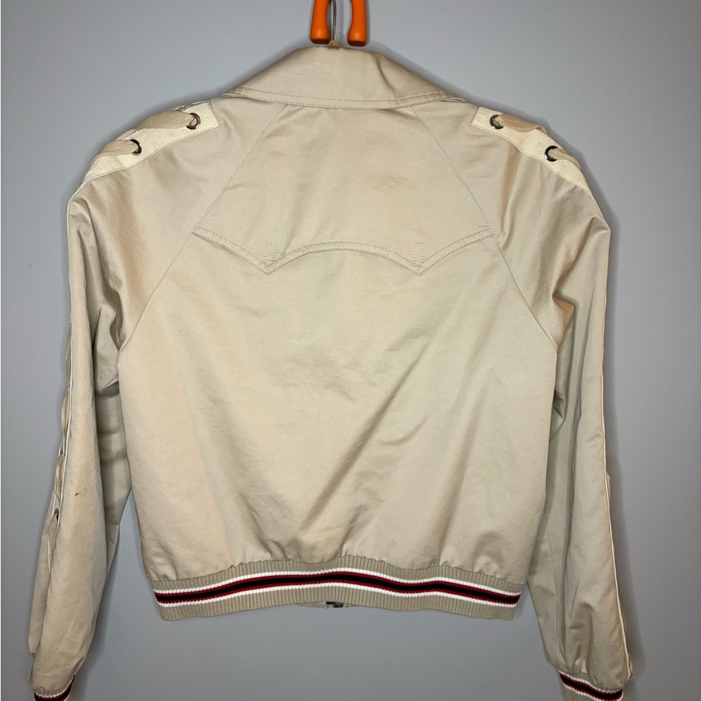 Sandro Cream Bomber Jacket with Red Accents - Picture 6 of 12